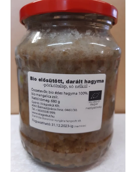 Bio elősütött, darált hagyma, pörkölt alap, só nélkül 630 g