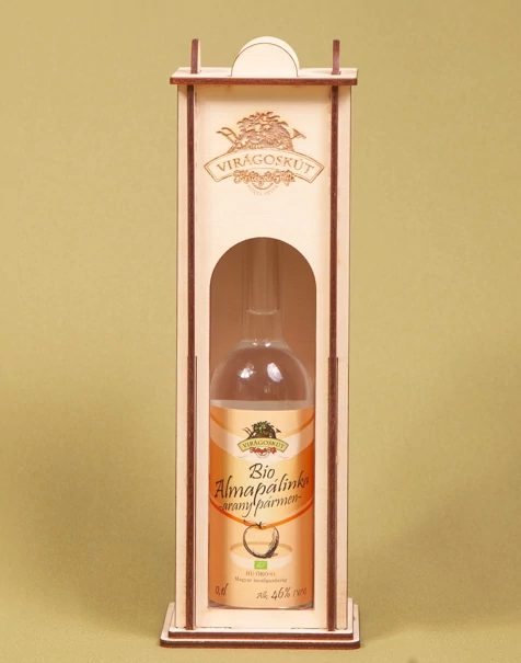 Bio almapálinka -arany pármen- 100ml 46%, díszdobozban